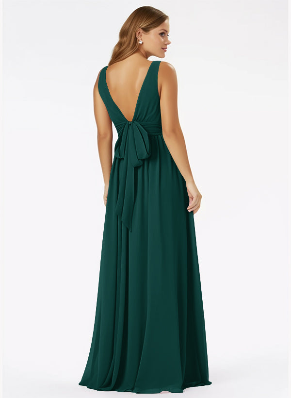 A-Line Bridesmaid Dresses With Ruffle and V-Neck