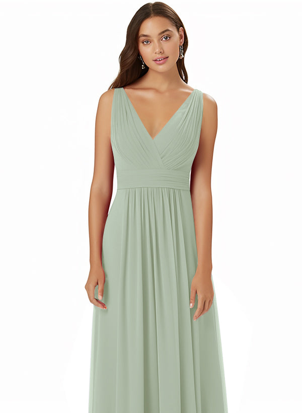 A-Line Chiffon Bridesmaid Dress With V-neck