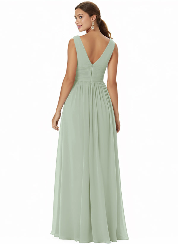 A-Line Chiffon Bridesmaid Dress With V-neck