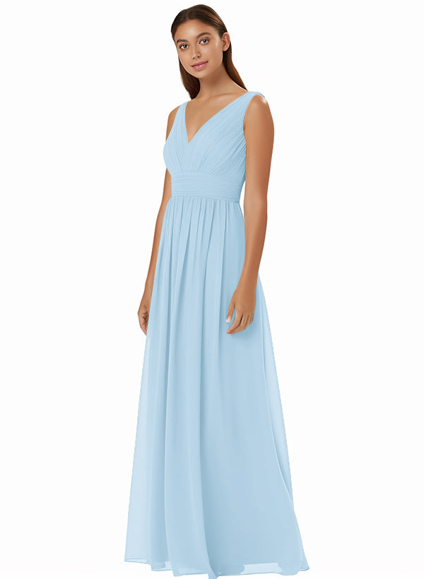 A-Line Chiffon Bridesmaid Dress With V-neck