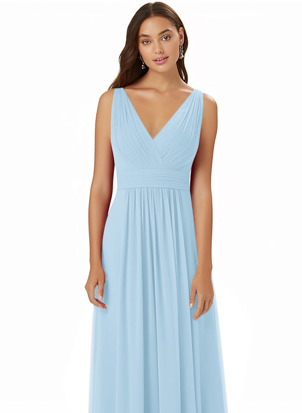 A-Line Chiffon Bridesmaid Dress With V-neck