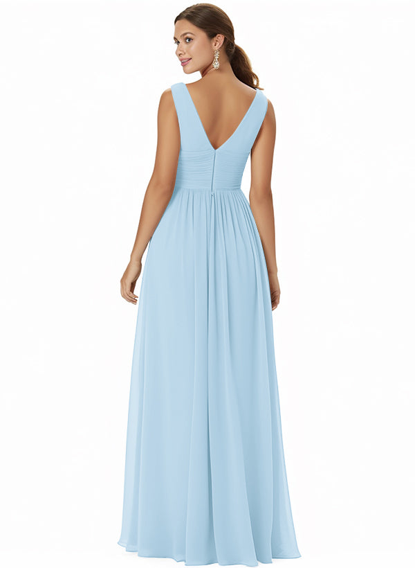 A-Line Chiffon Bridesmaid Dress With V-neck