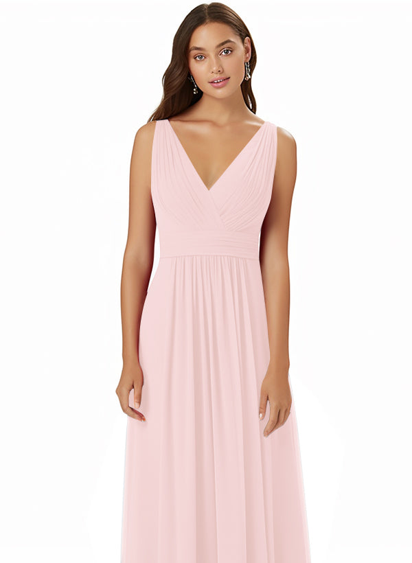 A-Line Chiffon Bridesmaid Dress With V-neck