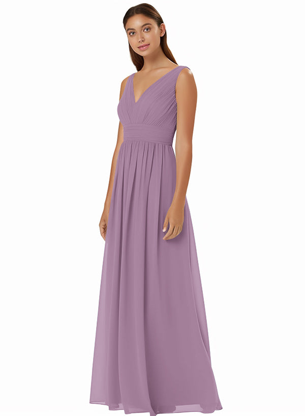 A-Line Chiffon Bridesmaid Dress With V-neck