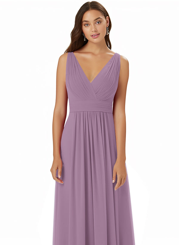 A-Line Chiffon Bridesmaid Dress With V-neck