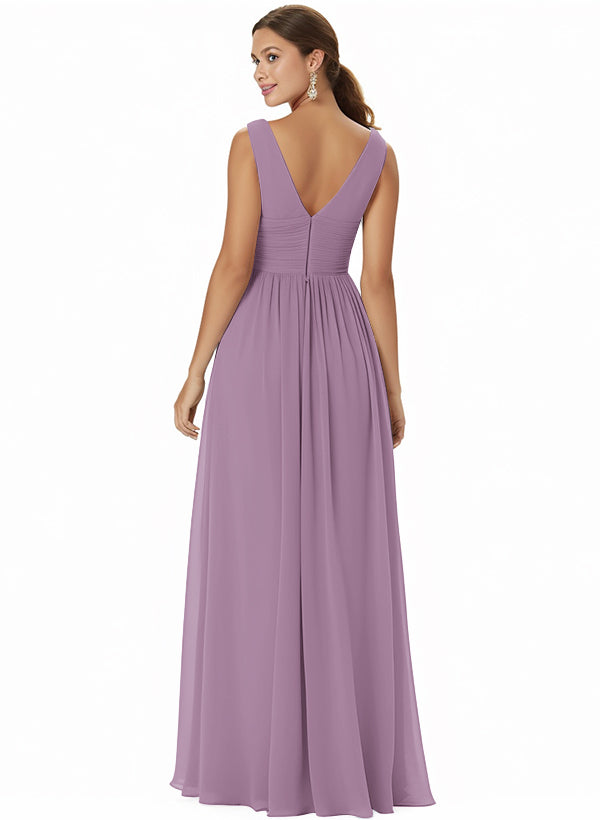 A-Line Chiffon Bridesmaid Dress With V-neck