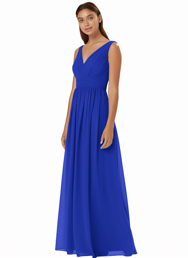 A-Line Chiffon Bridesmaid Dress With V-neck