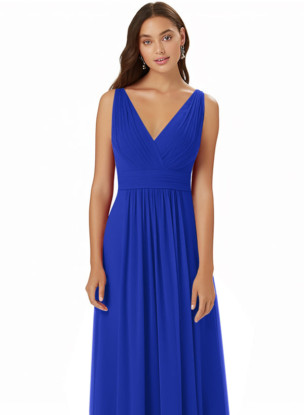 A-Line Chiffon Bridesmaid Dress With V-neck