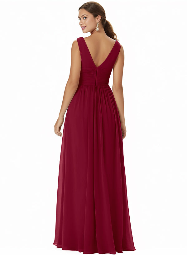 A-Line Chiffon Bridesmaid Dress With V-neck