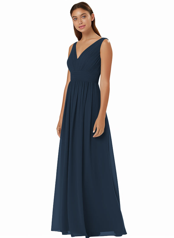 A-Line Chiffon Bridesmaid Dress With V-neck