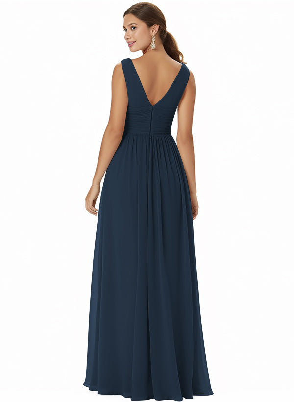 A-Line Chiffon Bridesmaid Dress With V-neck