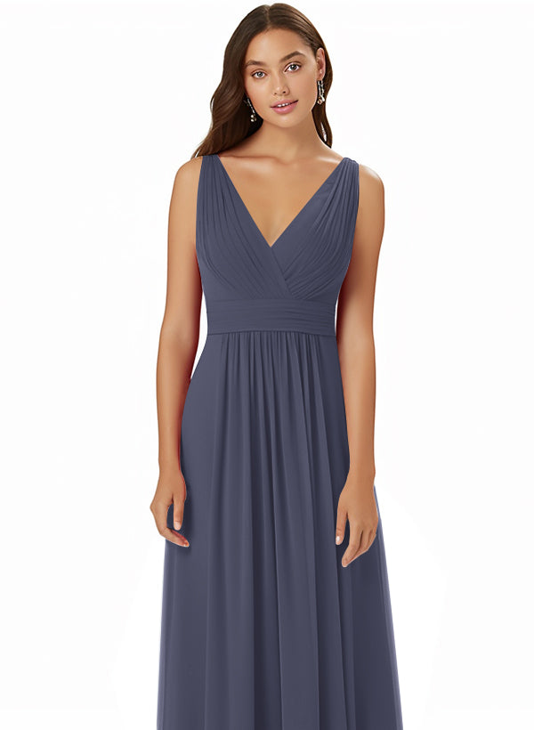 A-Line Chiffon Bridesmaid Dress With V-neck