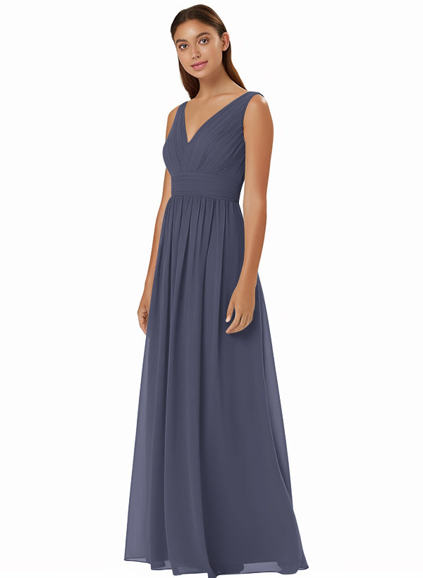 A-Line Chiffon Bridesmaid Dress With V-neck