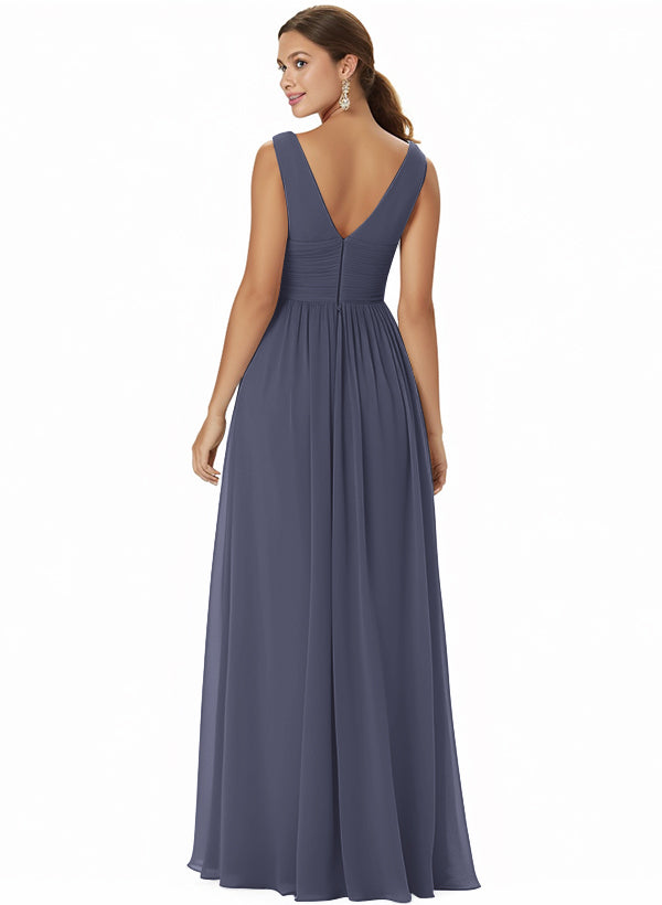 A-Line Chiffon Bridesmaid Dress With V-neck