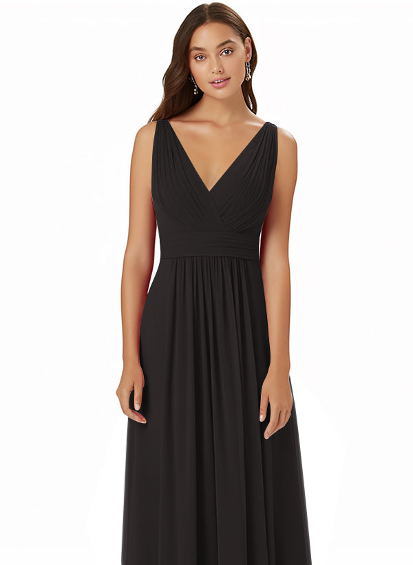 A-Line Chiffon Bridesmaid Dress With V-neck