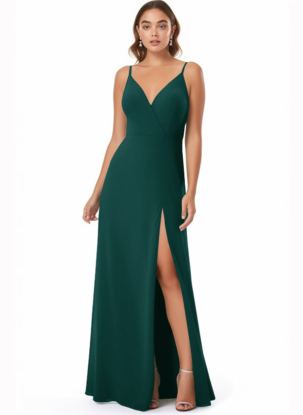 Chiffon V-neck Bridesmaid Dress With Front Split