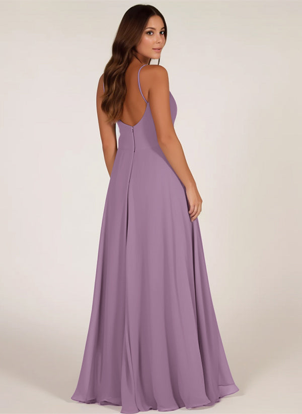 Bridesmaid Dress: V-Neck A-Line with Cascading Ruffles