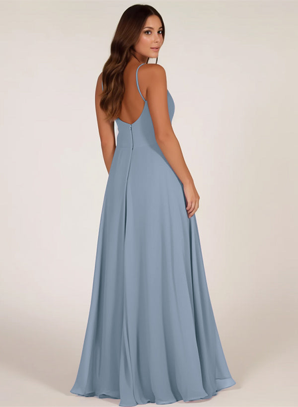 Bridesmaid Dress: V-Neck A-Line with Cascading Ruffles