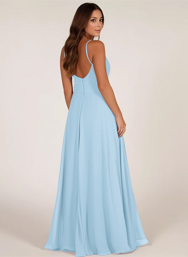 Bridesmaid Dress: V-Neck A-Line with Cascading Ruffles