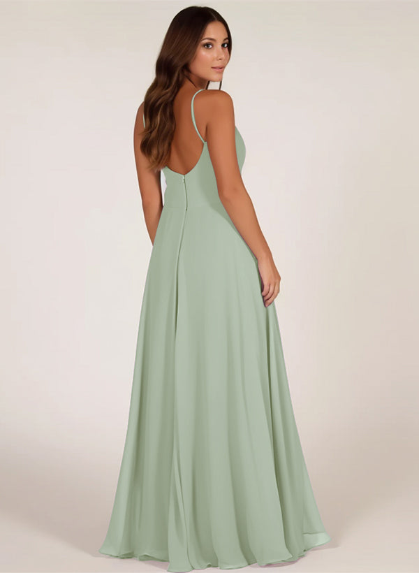 Bridesmaid Dress: V-Neck A-Line with Cascading Ruffles