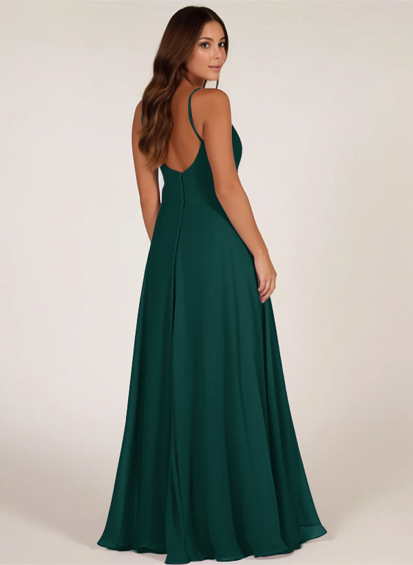 Bridesmaid Dress: V-Neck A-Line with Cascading Ruffles