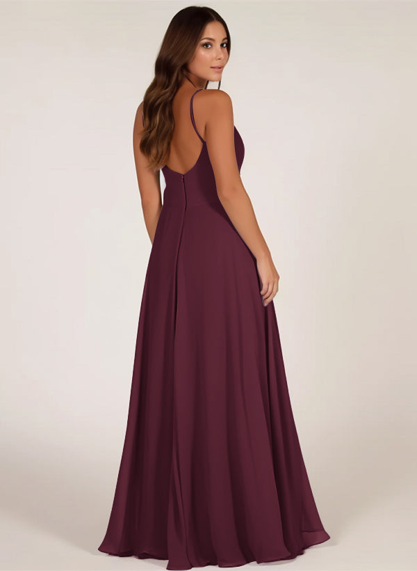 Bridesmaid Dress: V-Neck A-Line with Cascading Ruffles