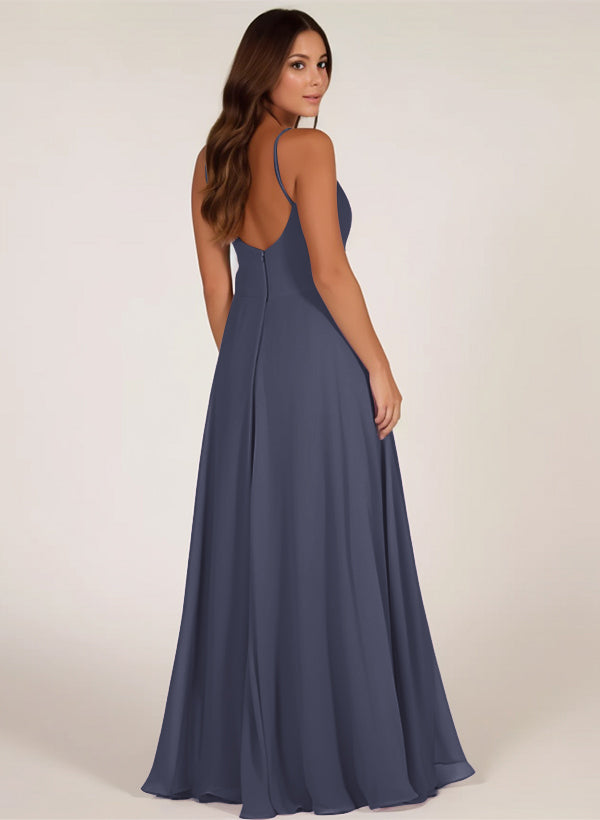 Bridesmaid Dress: V-Neck A-Line with Cascading Ruffles