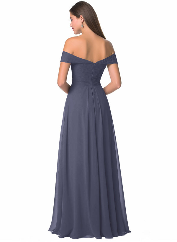 Off-The-Shoulder A-Line Chiffon Bridesmaid Dress