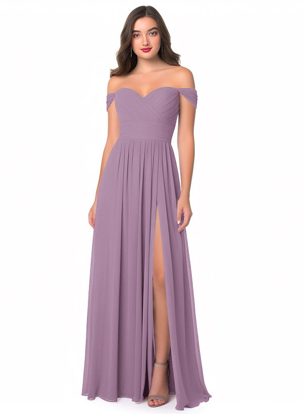 Off-The-Shoulder A-Line Chiffon Bridesmaid Dress