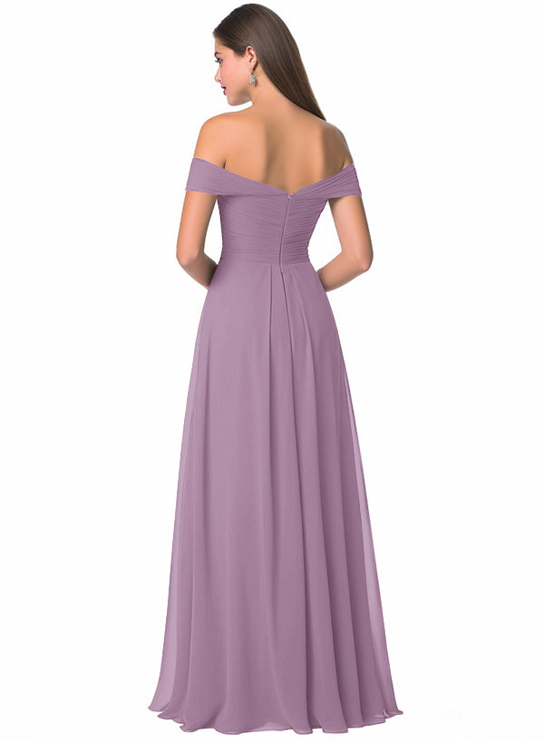 Off-The-Shoulder A-Line Chiffon Bridesmaid Dress