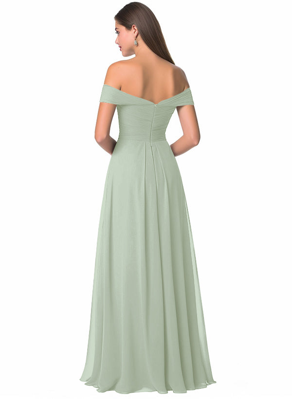 Off-The-Shoulder A-Line Chiffon Bridesmaid Dress