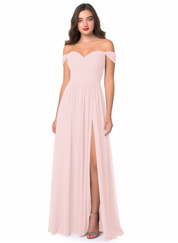 Off-The-Shoulder A-Line Chiffon Bridesmaid Dress