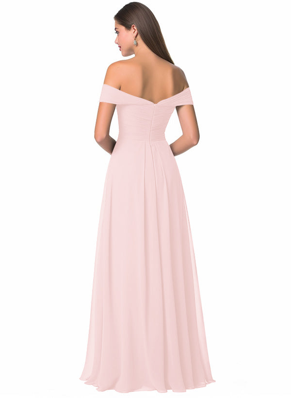 Off-The-Shoulder A-Line Chiffon Bridesmaid Dress