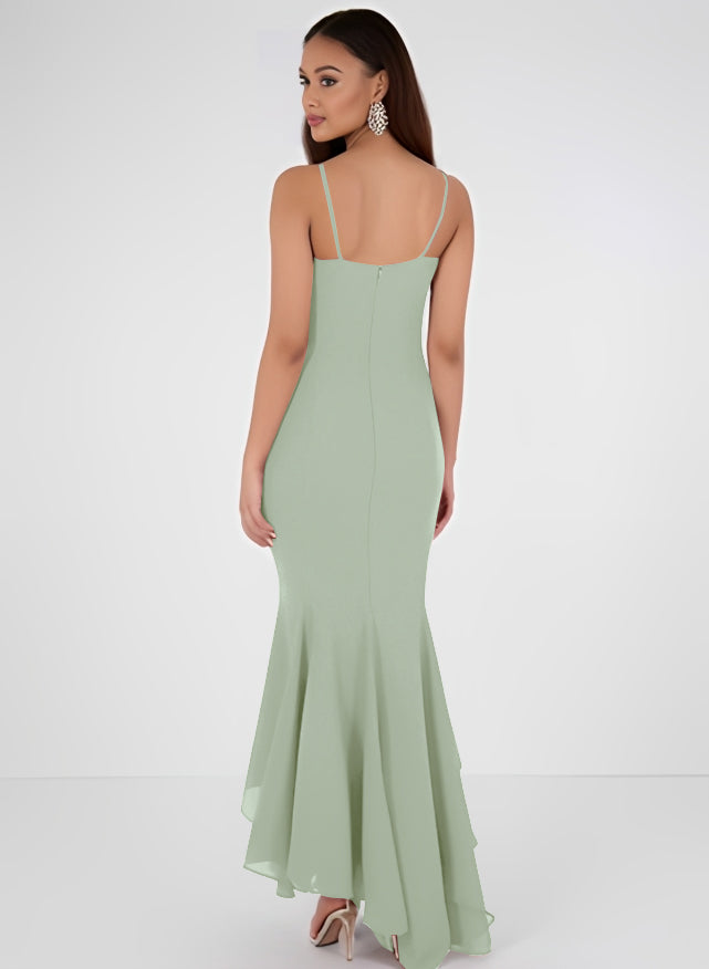 Trumpet/Mermaid Bridesmaid Dress With Chiffon Sleeveless V-Neck