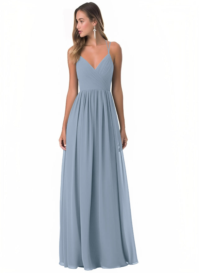 A-Line Chiffon Bridesmaid Dress With Simple V-Neck