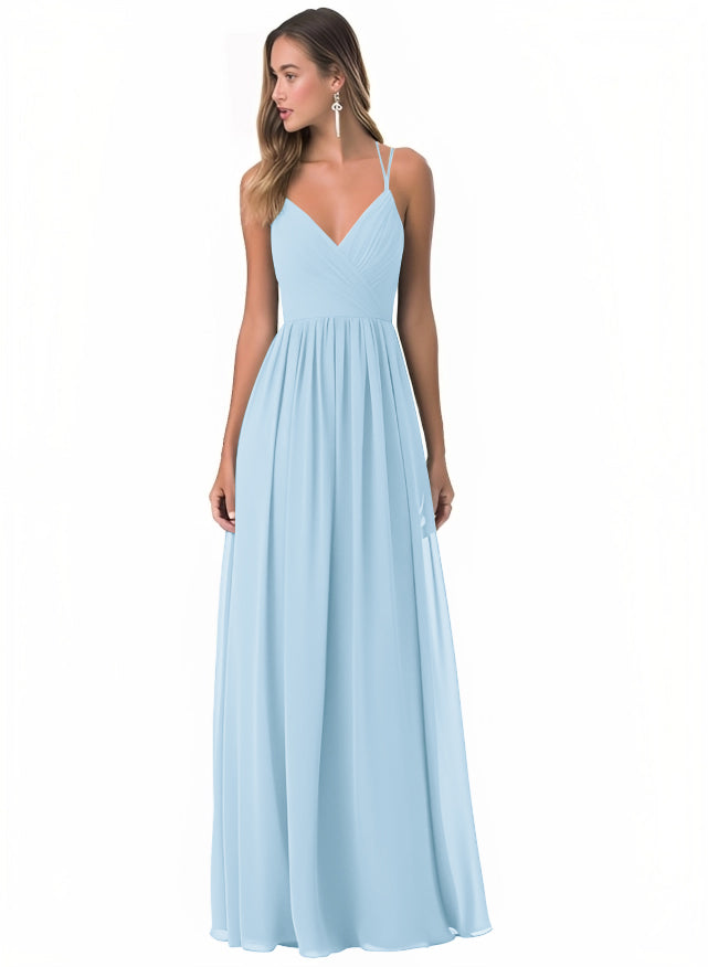 A-Line Chiffon Bridesmaid Dress With Simple V-Neck