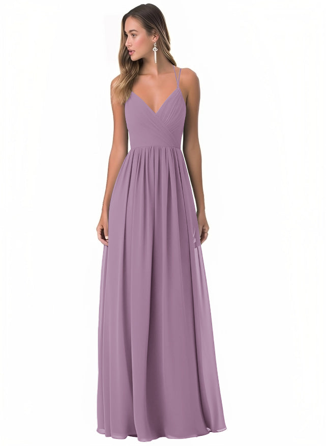 A-Line Chiffon Bridesmaid Dress With Simple V-Neck