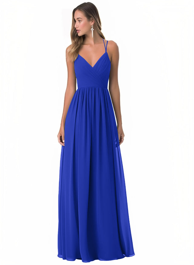 A-Line Chiffon Bridesmaid Dress With Simple V-Neck