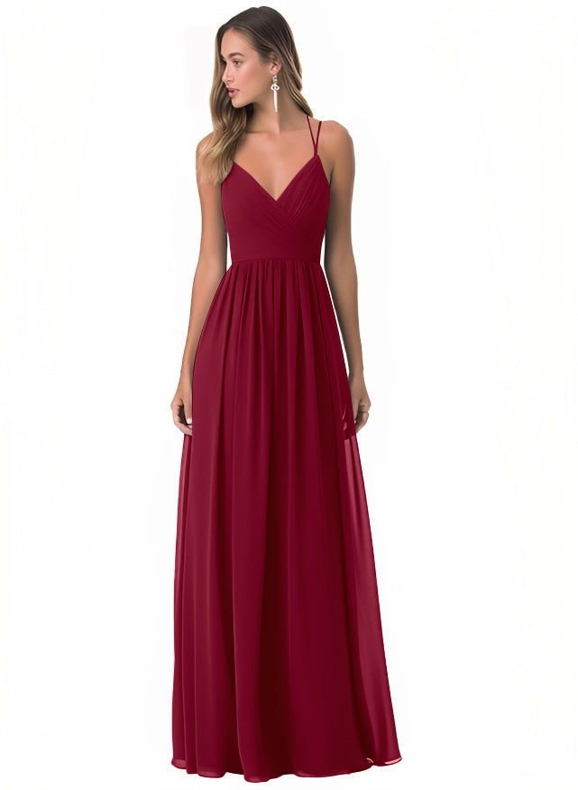 A-Line Chiffon Bridesmaid Dress With Simple V-Neck