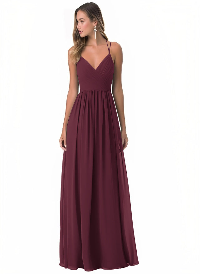 A-Line Chiffon Bridesmaid Dress With Simple V-Neck