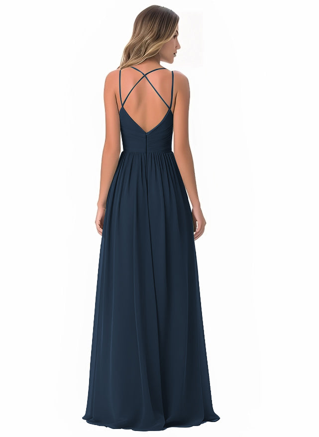 A-Line Chiffon Bridesmaid Dress With Simple V-Neck