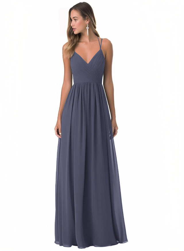 A-Line Chiffon Bridesmaid Dress With Simple V-Neck