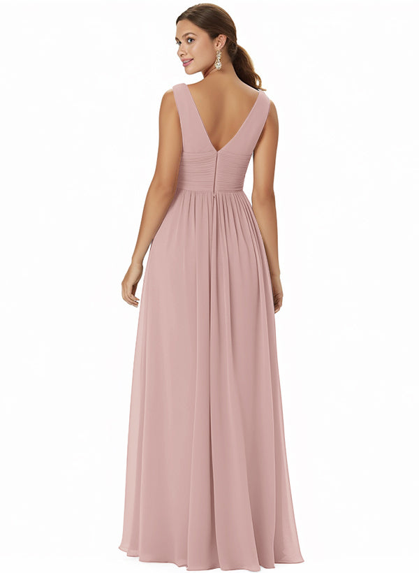 A-Line Chiffon Bridesmaid Dress With V-neck