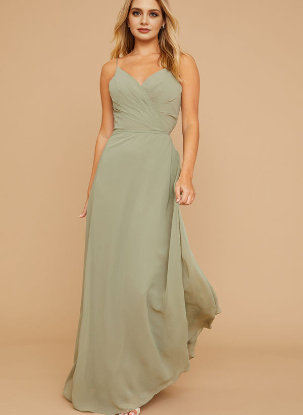 Chiffon A-Line Bridesmaid Dresses with Back Detail