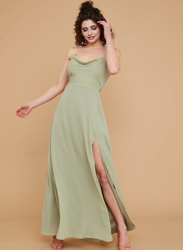 Chiffon Cowl Neck A-Line Bridesmaid Dresses