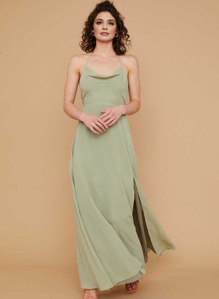 Chiffon Cowl Neck A-Line Bridesmaid Dresses