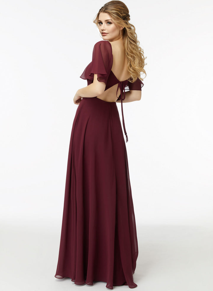 Short Sleeves Bridesmaid Dresses With Open Back