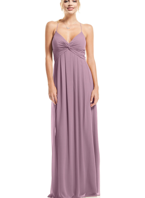 V-Neck Chiffon Bridesmaid Dresses With Ruffle - Empire Style