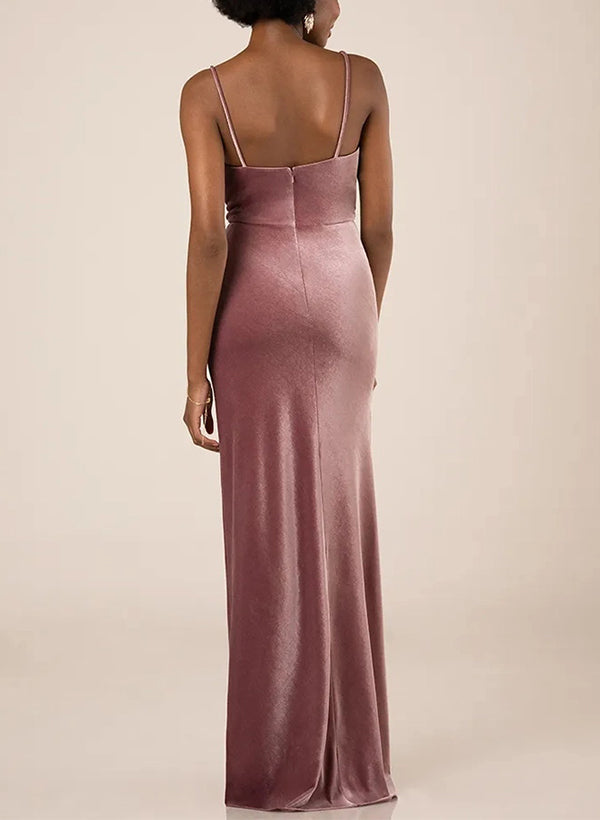 Velvet Bridesmaid Dresses With Split Front