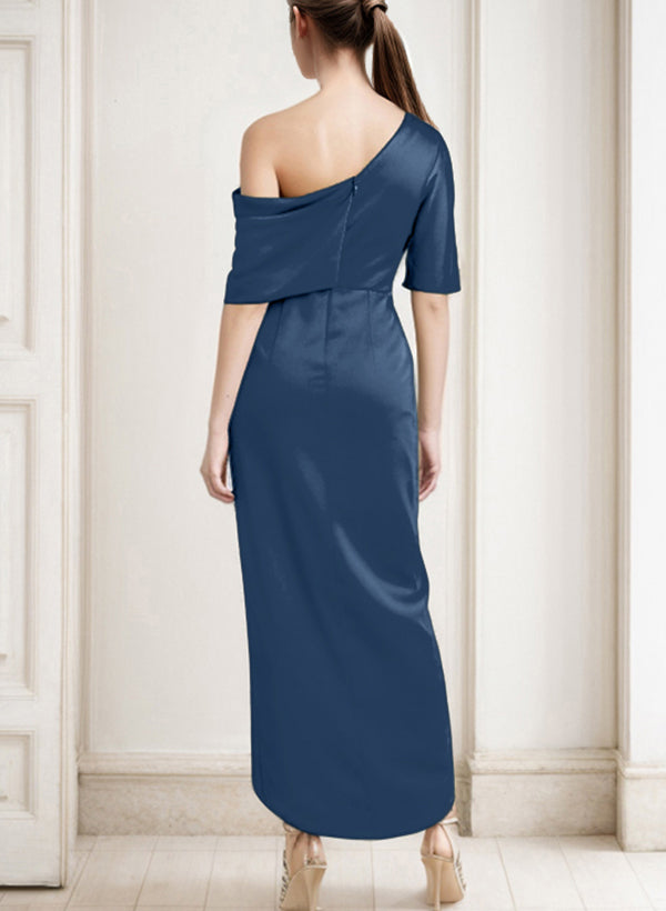 Asymmetrical Sleeveless Satin Bridesmaid Dresses With Ruffle